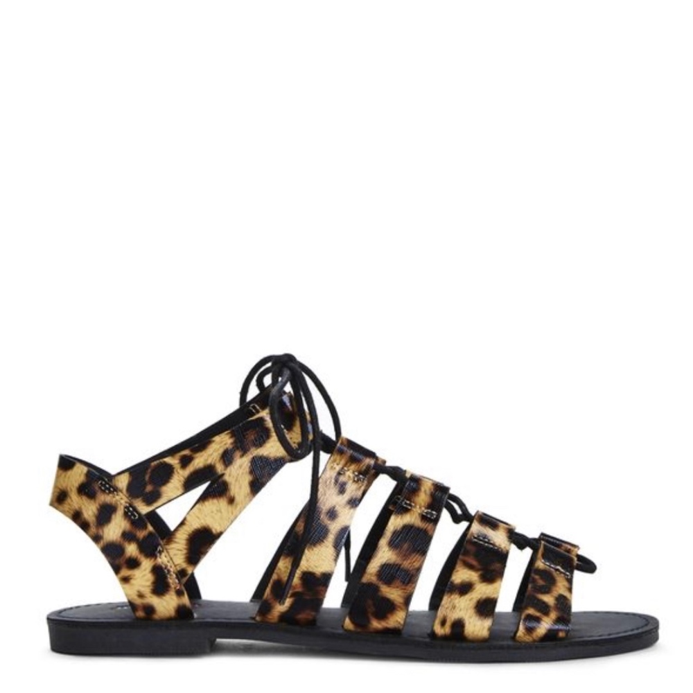 JustFab Sandals Gladiator Leopard Print 6 (SH40)